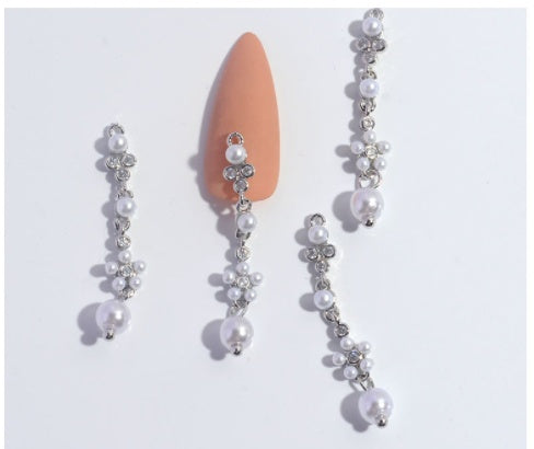 Nail Ornament Zircon Flower Tassel Chain