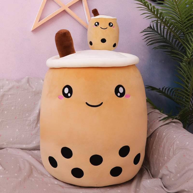 Fruit Milky Tea Cup Pillow Plush Toy Leather Phone Case