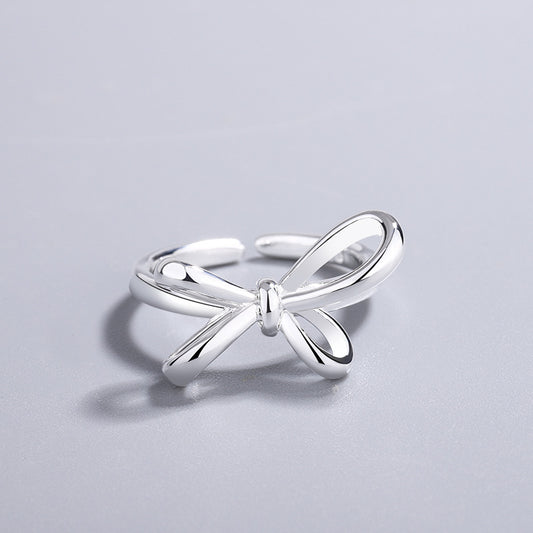 Simple Personality Hong Kong Style Geometric Hand Jewelry Bow Ring Women