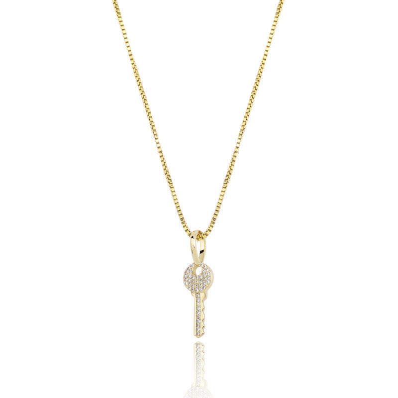 Necklace Jewelry Micro Inlaid Zircon 925 Silver Key Pendant for Men and Women