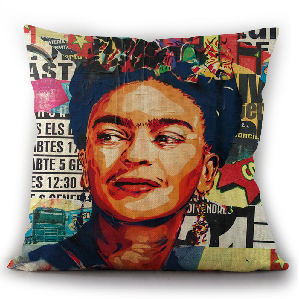 Self-portrait Oil Painting Linen Cushion Pillowcase