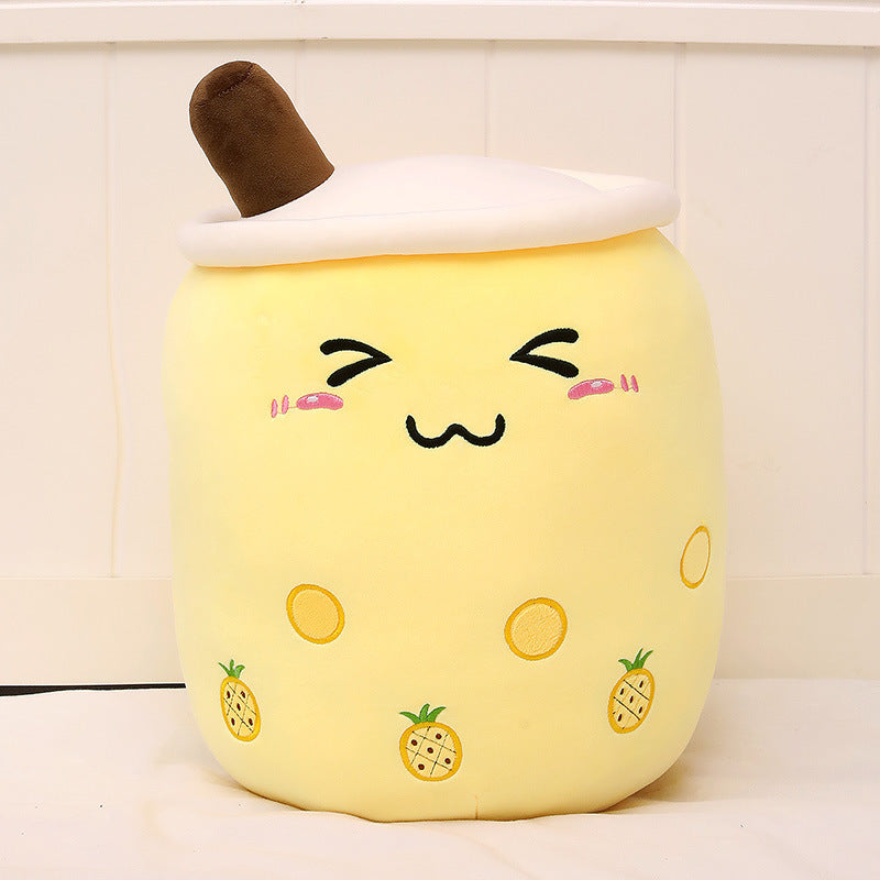 Fruit Milky Tea Cup Pillow Plush Toy Leather Phone Case