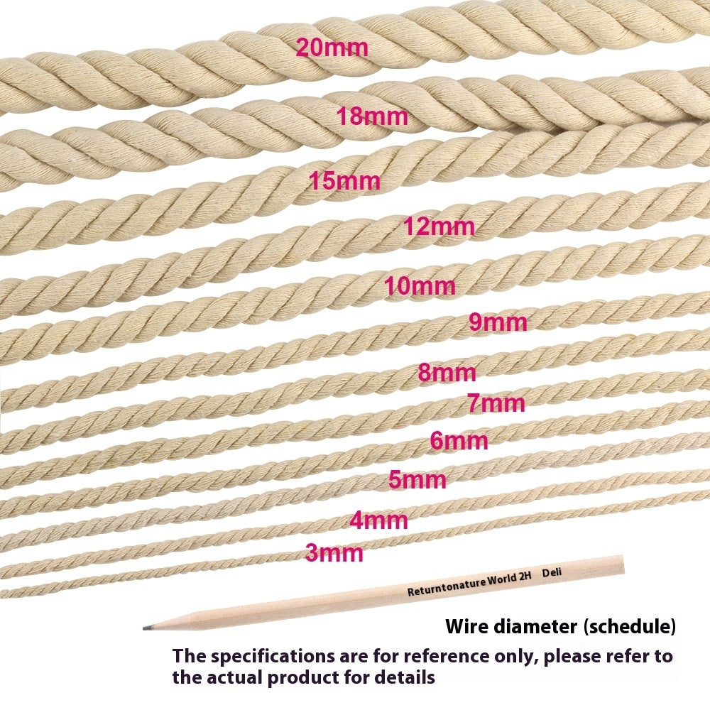 Coarse Cotton Rope 1-2-3-20mm Three-strand Beige Cotton String