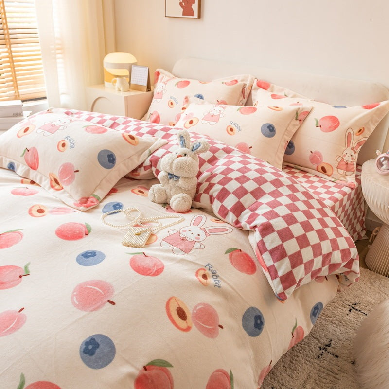 Winter Milk Four-piece Set Thickened Coral Velvet Double-sided