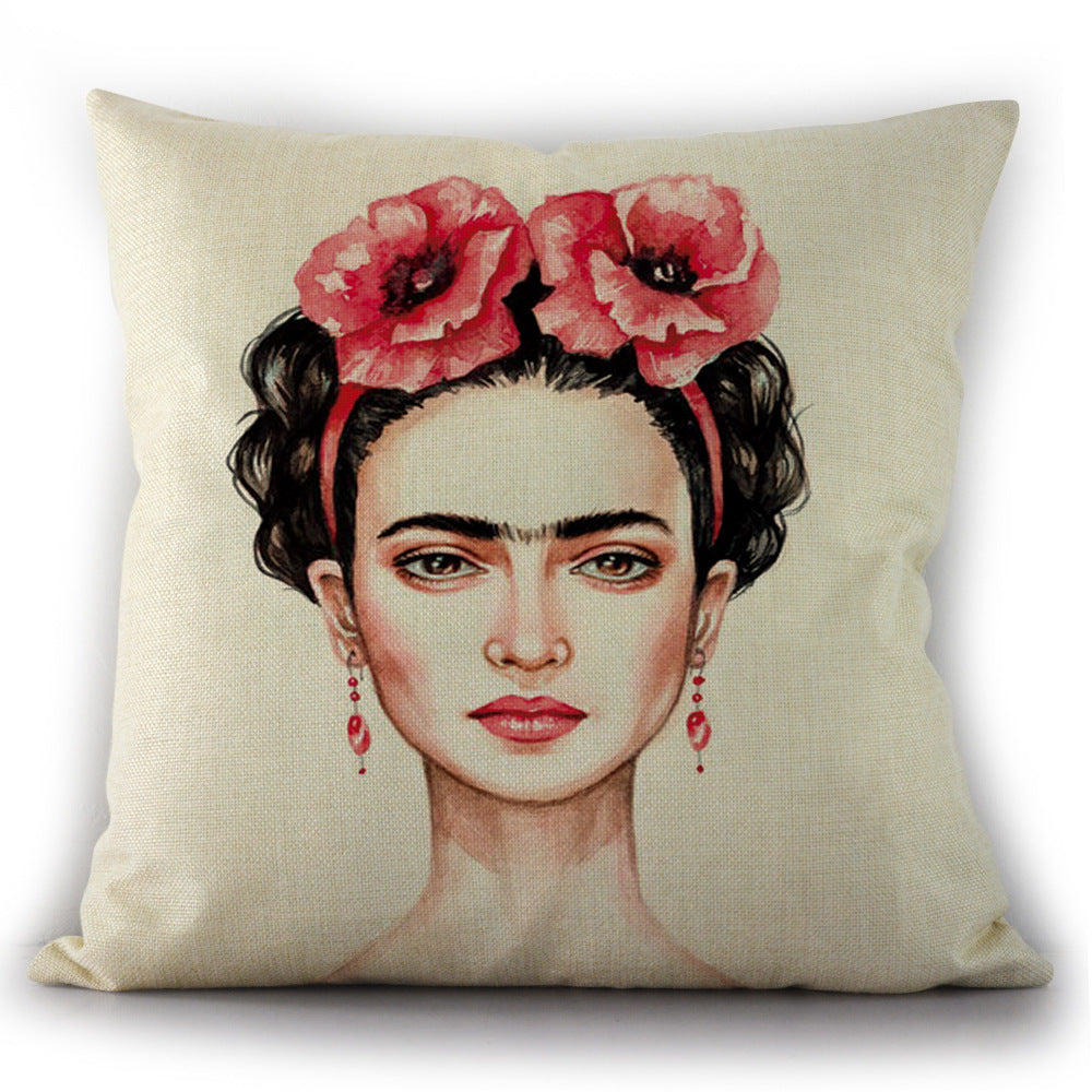Self-portrait Oil Painting Linen Cushion Pillowcase