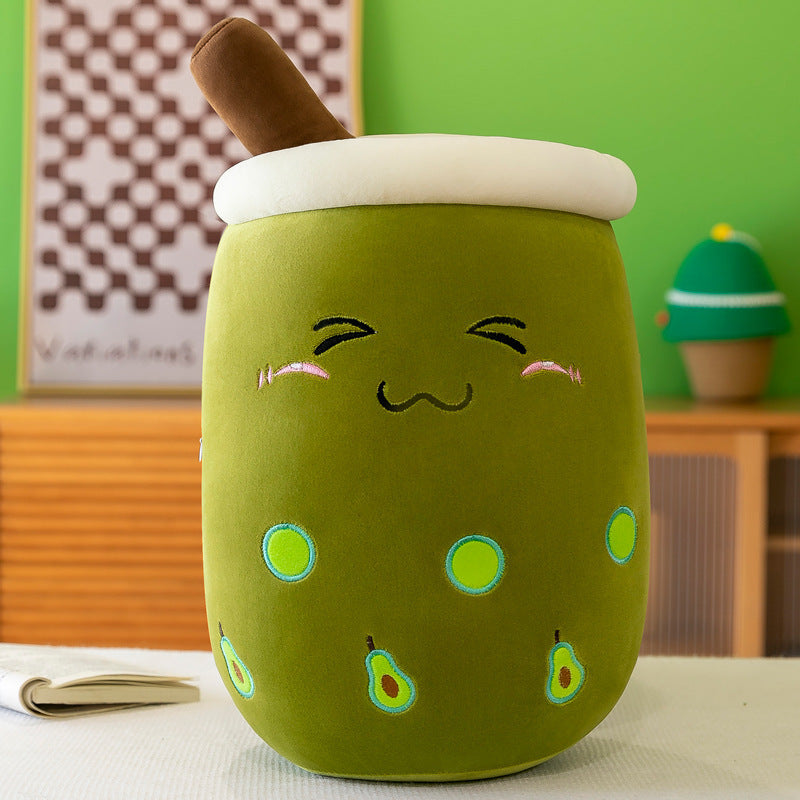 Fruit Milky Tea Cup Pillow Plush Toy Leather Phone Case