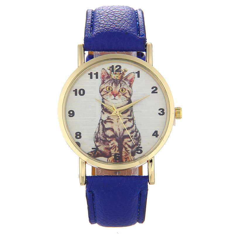 Squatting cute kitten pattern Watch