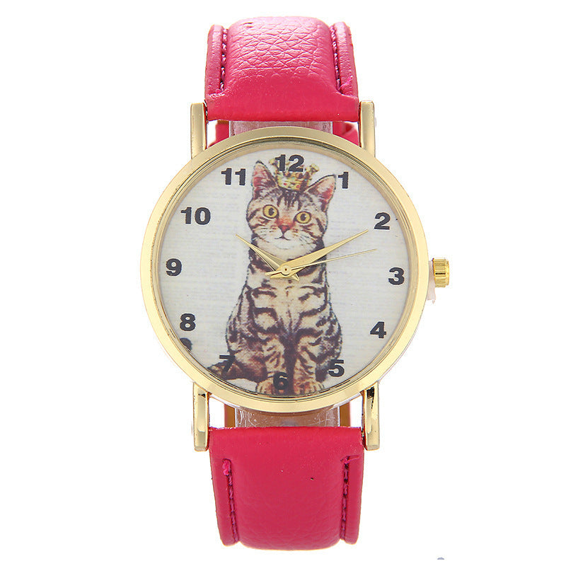 Squatting cute kitten pattern Watch