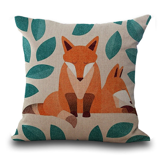 Hand-painted Fox Peach Skin Print Pillow