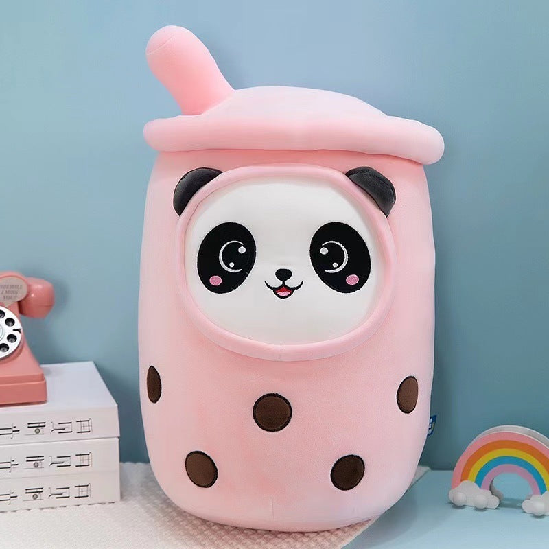 Fruit Milky Tea Cup Pillow Plush Toy Leather Phone Case
