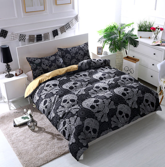 Watercolor Flower Skull 3D Four-piece Set