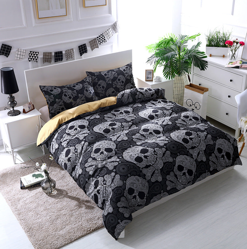 Watercolor Flower Skull 3D Four-piece Set