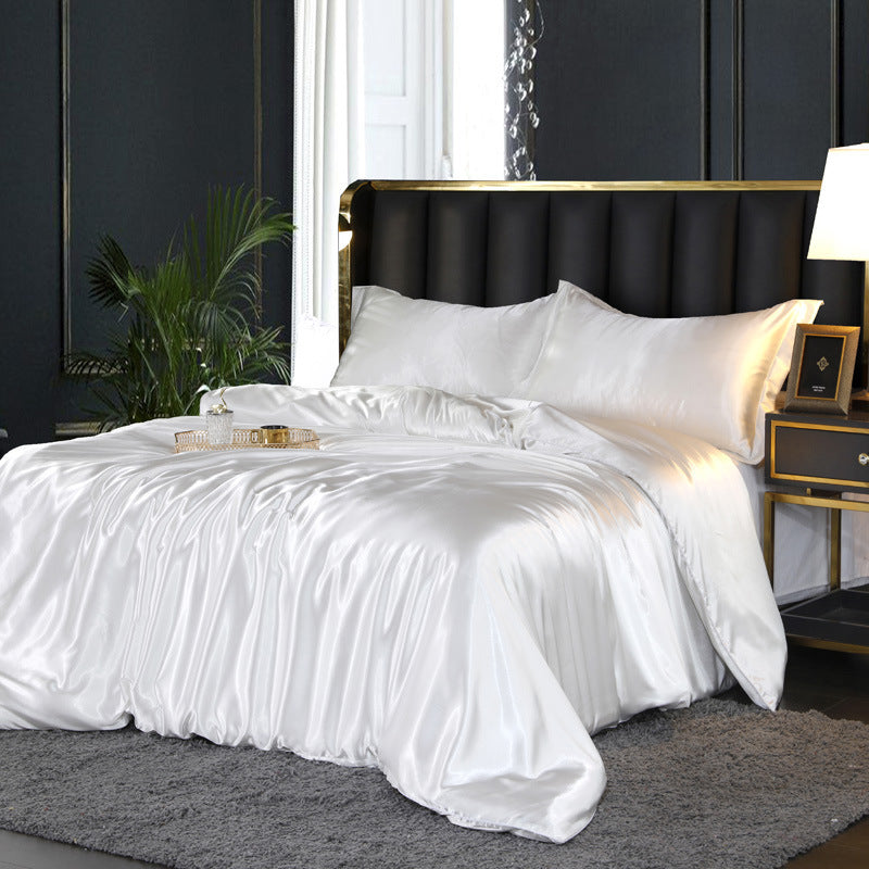 Artificial Silk Double-sided Silk Satin Quilt Cover Bed Sheet Four-piece Set
