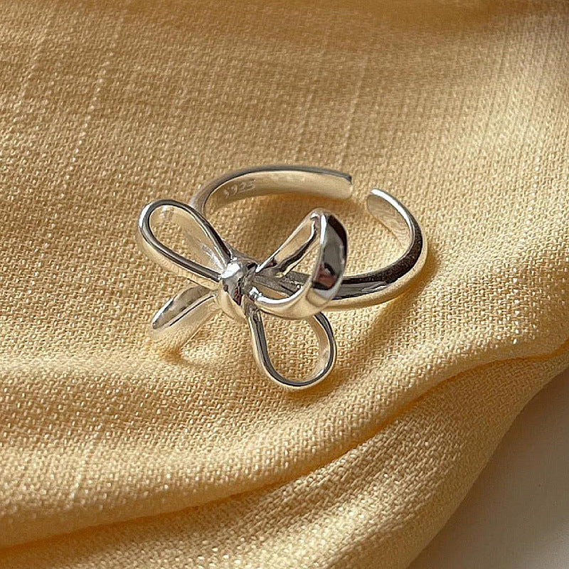 Simple Personality Hong Kong Style Geometric Hand Jewelry Bow Ring Women