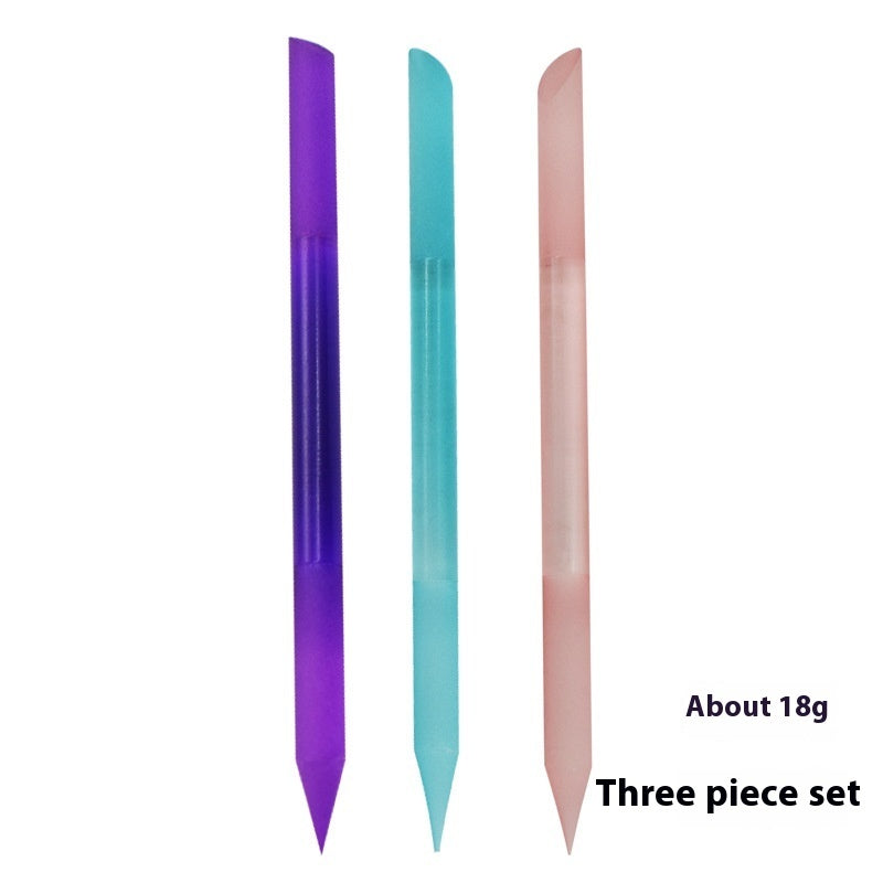 Full-color Cylindrical Glass Nail File Manicure Implement Manicure Household Double-headed Nail-free