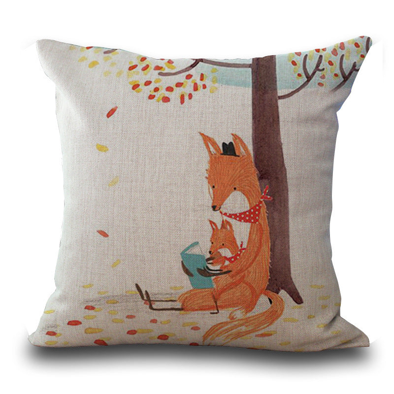 Hand-painted Fox Peach Skin Print Pillow
