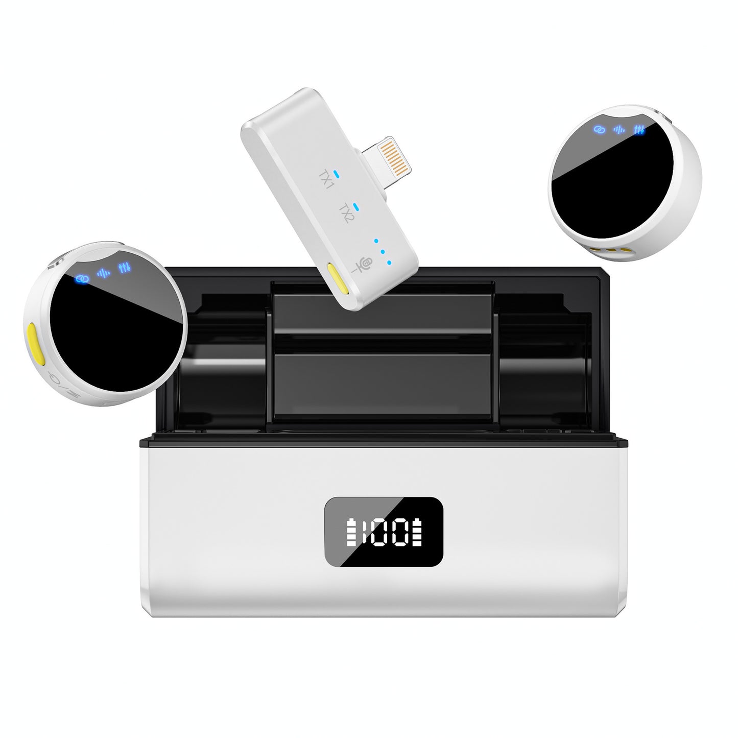 Wireless Collar Clip Microphone With Charging Bin Round One Drag Two Magnetic Button