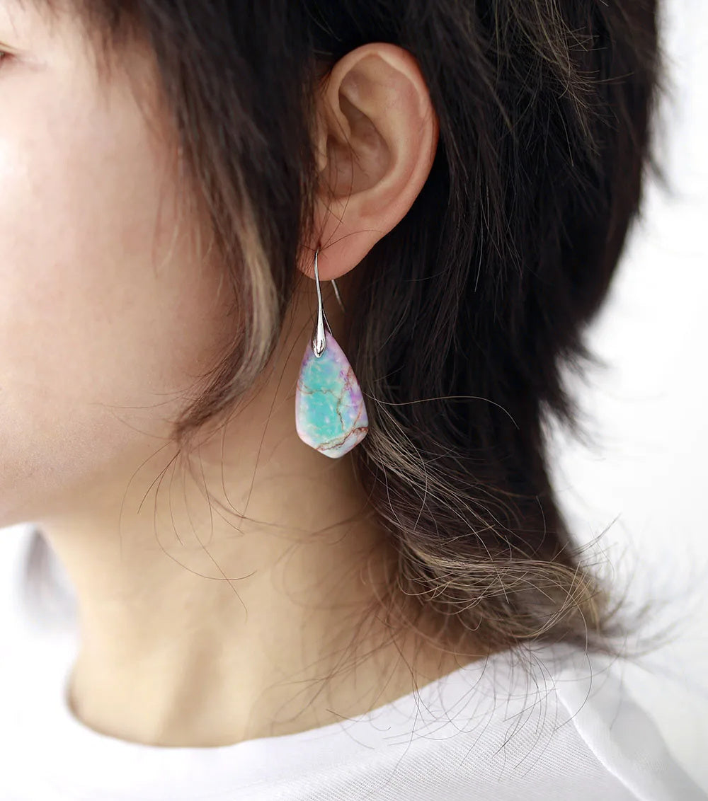 Unique Natural Stone Jewelry Ethnic Gold Plated Earrings For Women
