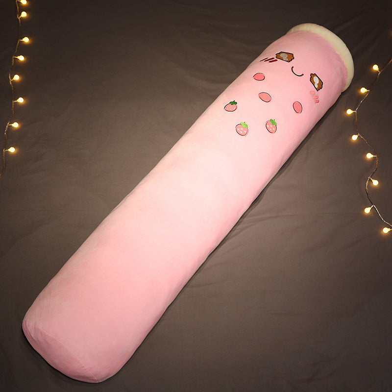 Cute Milk Tea Cylindrical Pillow Bed Doll Plush Removable And Washable