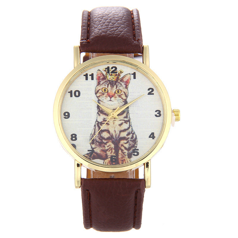 Squatting cute kitten pattern Watch