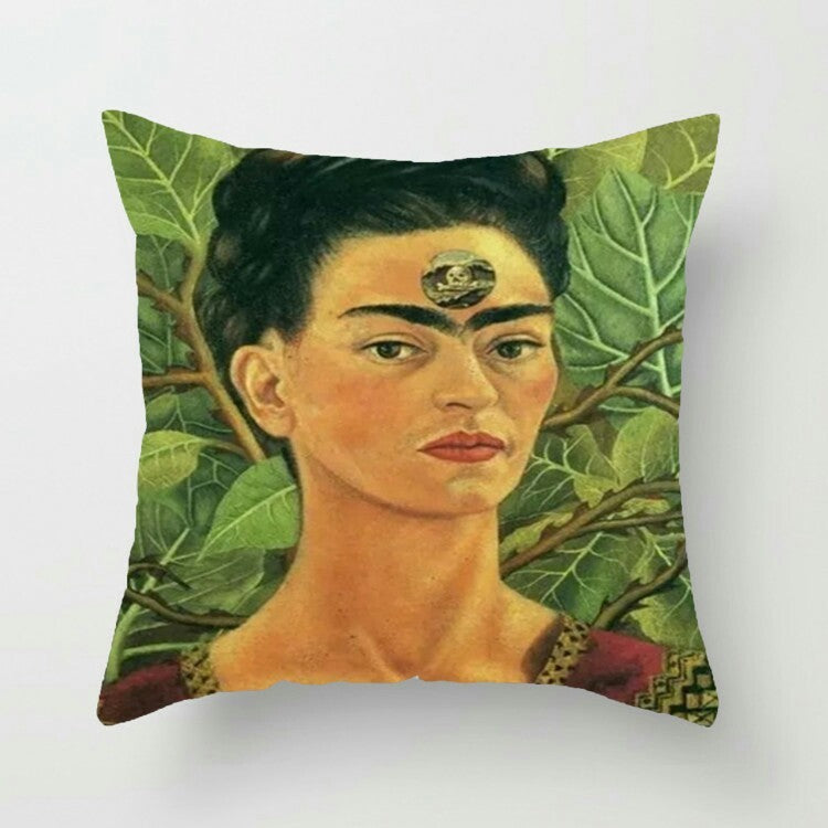 New Mexico Frida Caro Woman Self-portrait Pattern Digital Printing Linen Pillow Cover