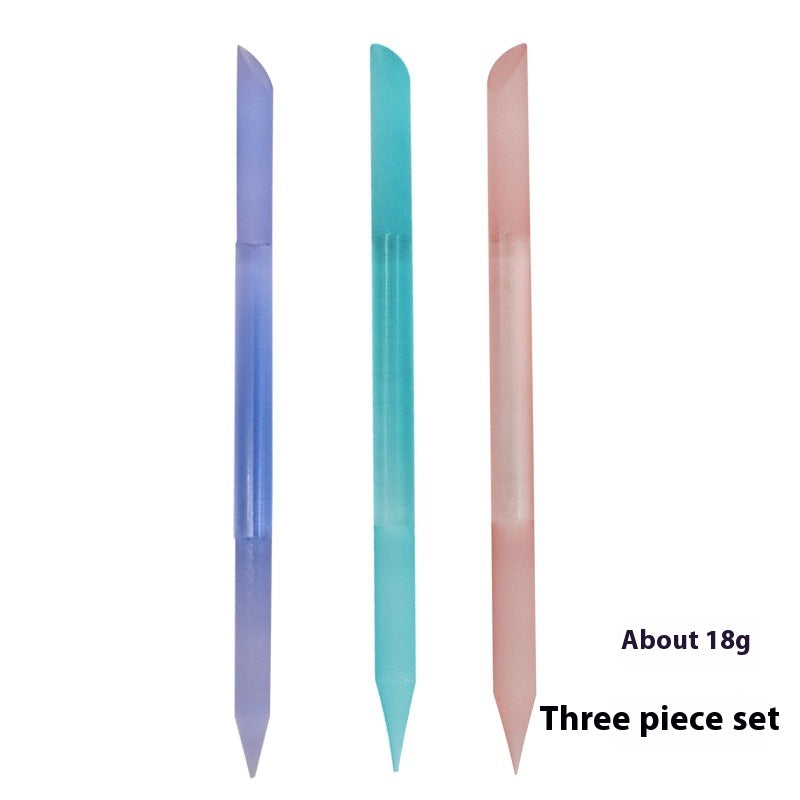 Full-color Cylindrical Glass Nail File Manicure Implement Manicure Household Double-headed Nail-free