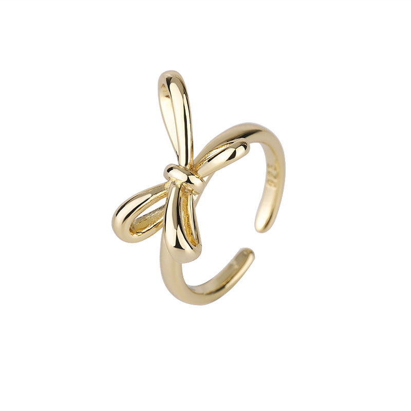 Simple Personality Hong Kong Style Geometric Hand Jewelry Bow Ring Women