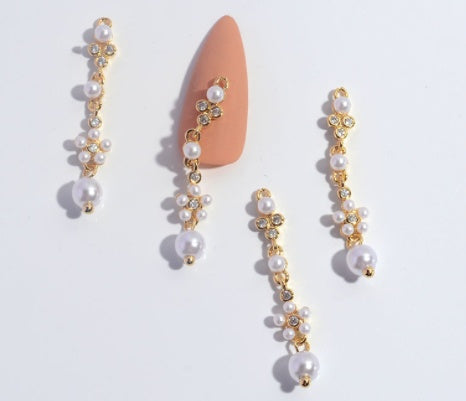 Nail Ornament Zircon Flower Tassel Chain