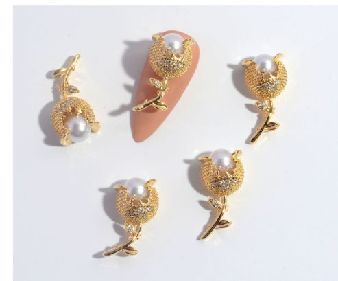 Nail Ornament Zircon Flower Tassel Chain