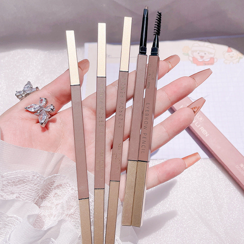 Automatic Rotary Sketch Waterproof And Non Smudging Extremely Thin Double Headed Eyebrow Pencil