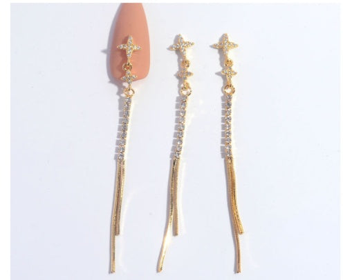 Nail Ornament Zircon Flower Tassel Chain