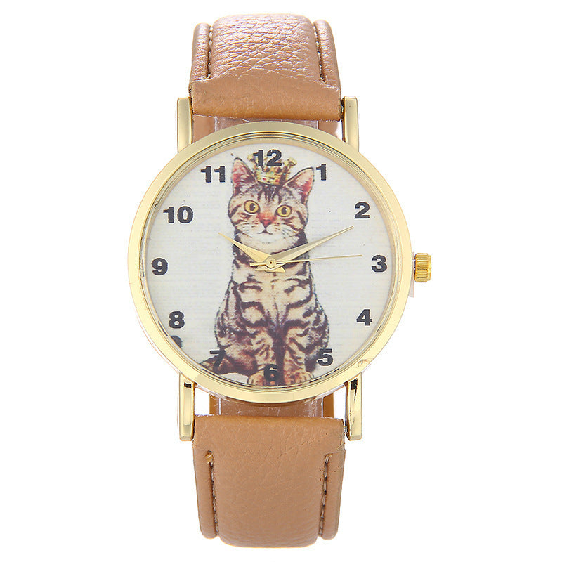 Squatting cute kitten pattern Watch