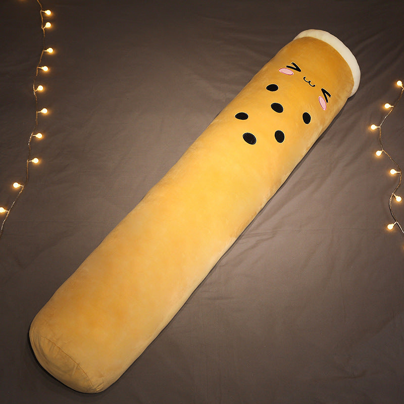 Cute Milk Tea Cylindrical Pillow Bed Doll Plush Removable And Washable