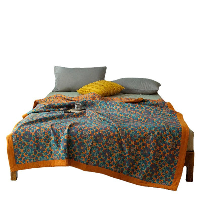 Pure Cotton Light Luxury Three-layer Yarn Multi-functional Cover Blanket Cotton Summer Quilt