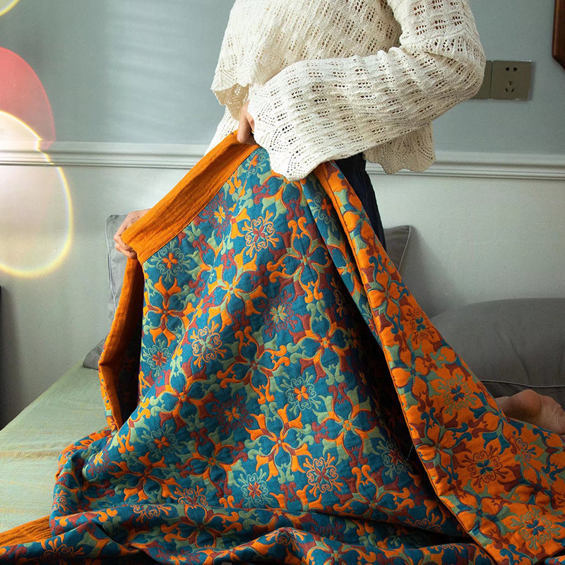 Pure Cotton Light Luxury Three-layer Yarn Multi-functional Cover Blanket Cotton Summer Quilt