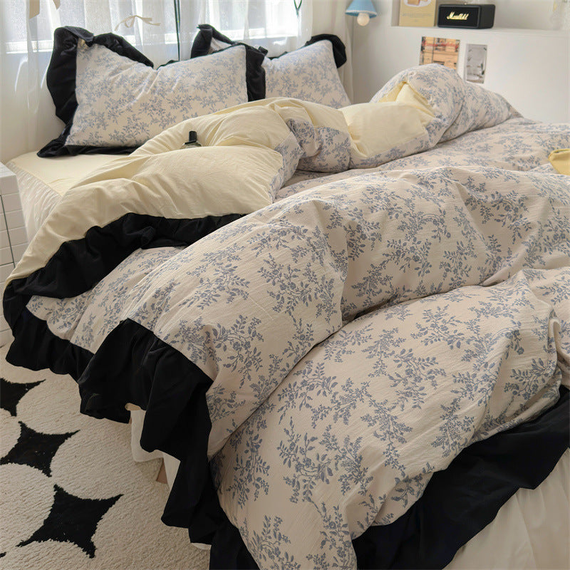 Korean Ins Maiden Lace Tulip Washed Cotton Four-piece Set