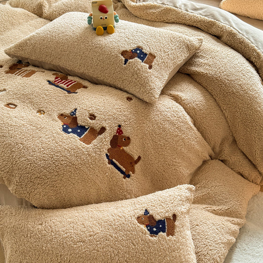 Four-piece Cashmere Winter Cartoon Extra Thick