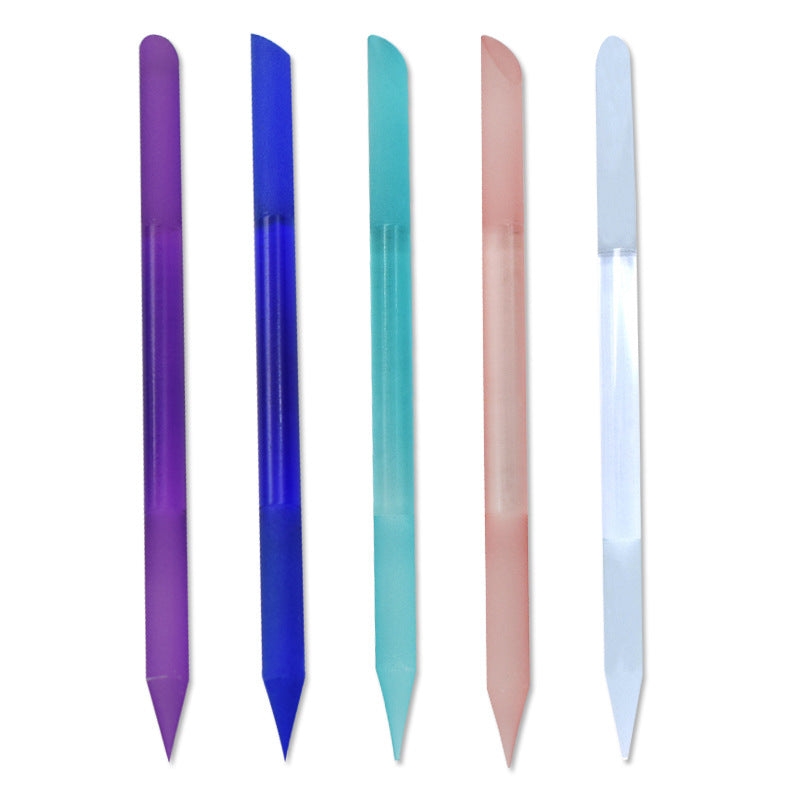 Full-color Cylindrical Glass Nail File Manicure Implement Manicure Household Double-headed Nail-free