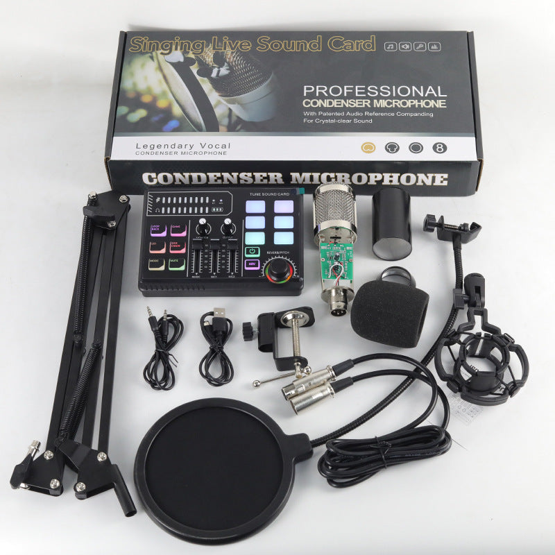 48v Large Shock Film English Sound Card Mobile Live Streaming Anchor Full Set Of Equipment
