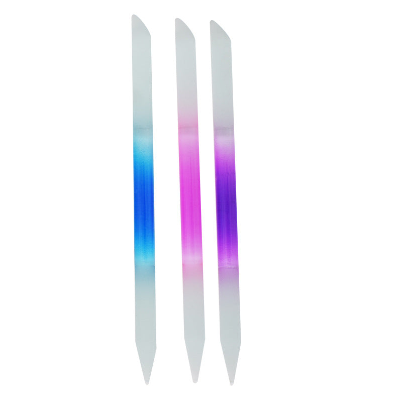 Full-color Cylindrical Glass Nail File Manicure Implement Manicure Household Double-headed Nail-free