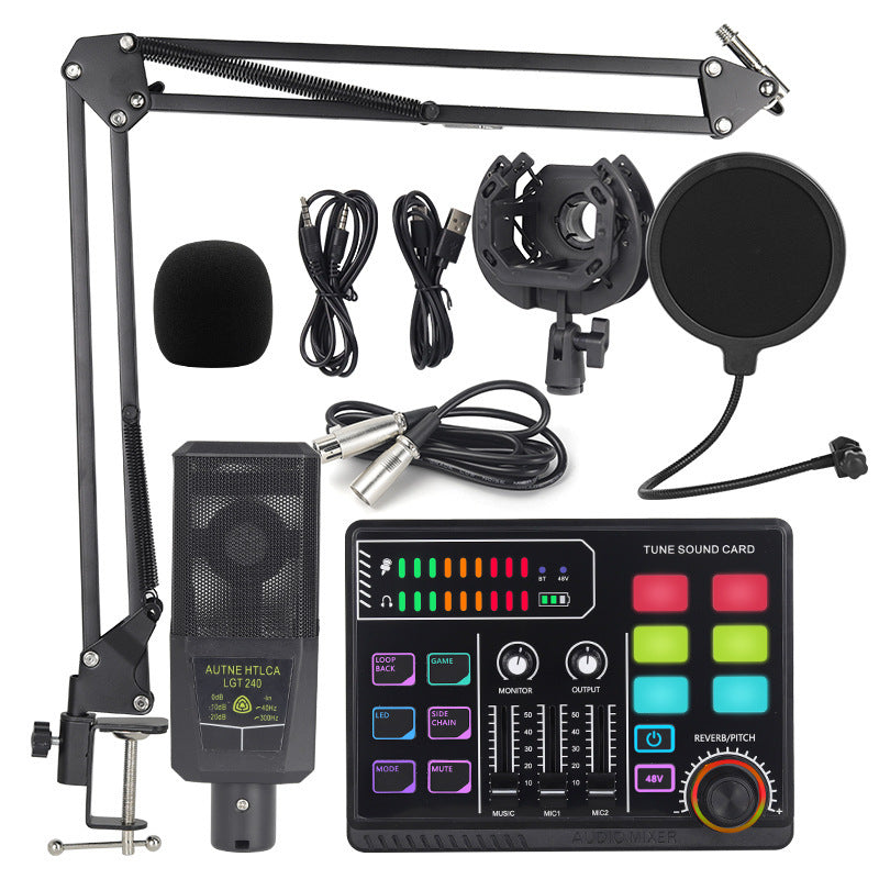48v Large Shock Film English Sound Card Mobile Live Streaming Anchor Full Set Of Equipment