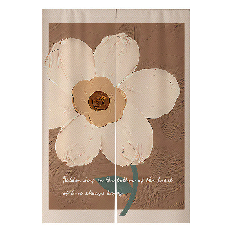 Cream Flowers Simple Door Curtain Bathroom Windshield