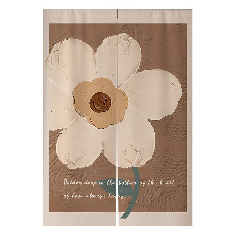 Cream Flowers Simple Door Curtain Bathroom Windshield