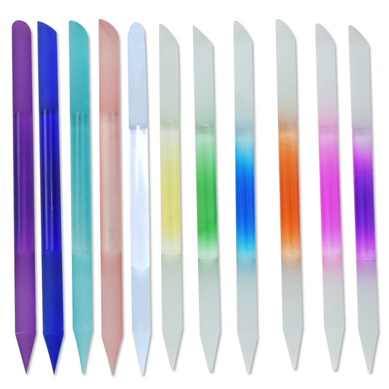 Full-color Cylindrical Glass Nail File Manicure Implement Manicure Household Double-headed Nail-free