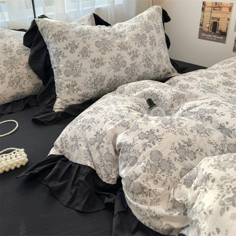 Korean Ins Maiden Lace Tulip Washed Cotton Four-piece Set