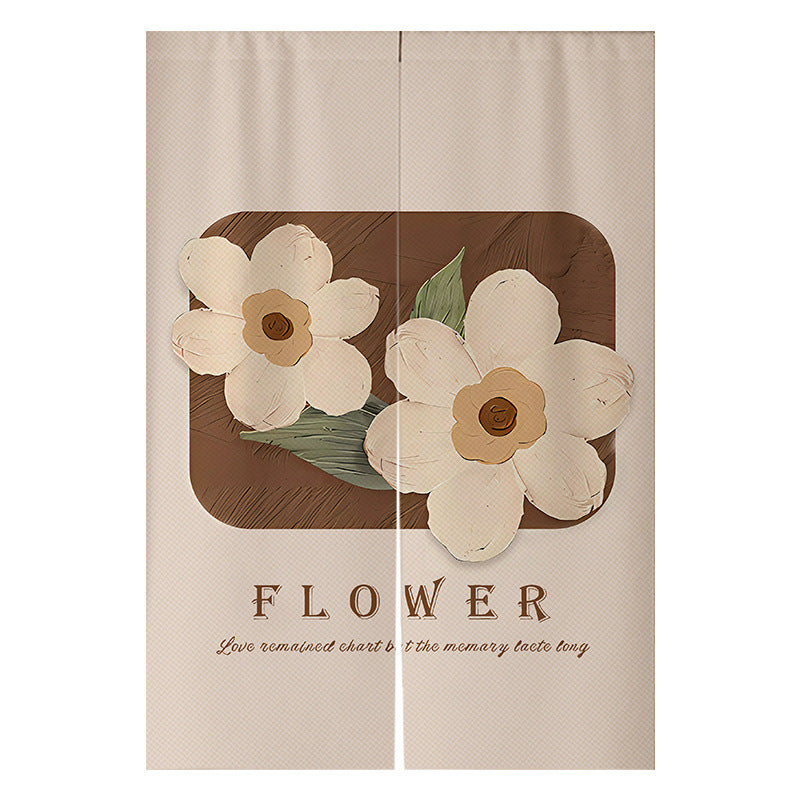 Cream Flowers Simple Door Curtain Bathroom Windshield