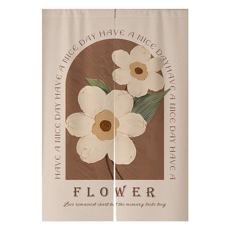 Cream Flowers Simple Door Curtain Bathroom Windshield