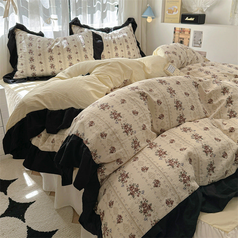 Korean Ins Maiden Lace Tulip Washed Cotton Four-piece Set