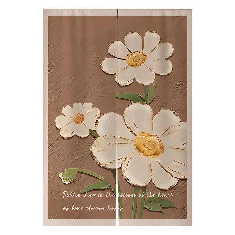 Cream Flowers Simple Door Curtain Bathroom Windshield