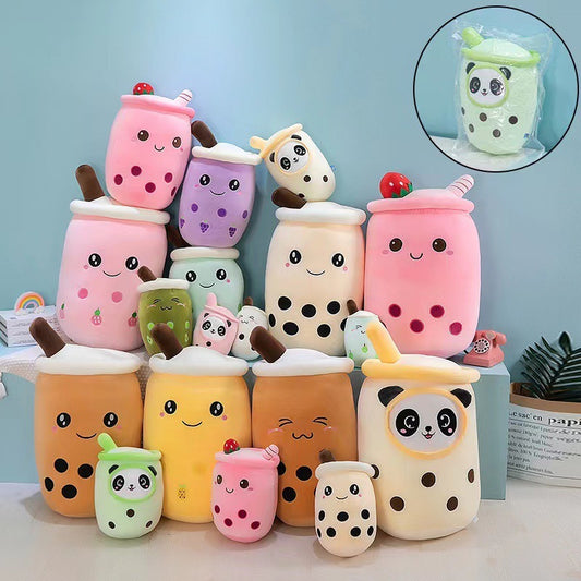 Fruit Milky Tea Cup Pillow Plush Toy Leather Phone Case